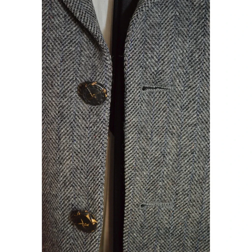 VTG Lanvin Blazer Mens 42 Gray Herringbone Scotland Camel Hair 90s Sport Coat‎